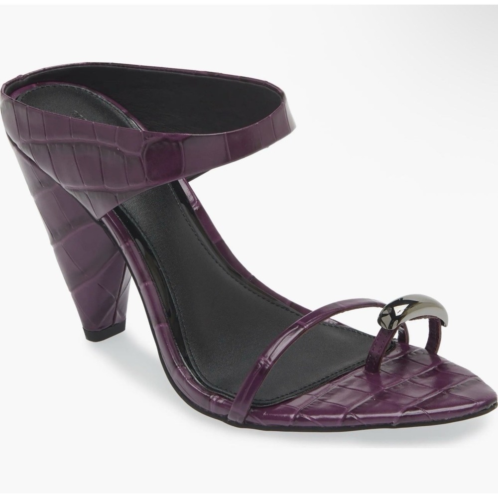 Rebecca Minkoff Size 9M Toe Ring 94 Pointed Toe Slide Sandal Berry Leather Croc